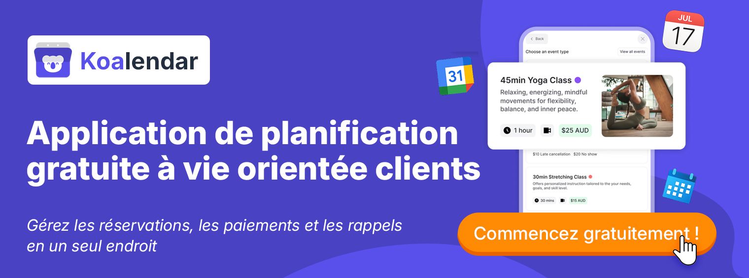 Application de planification Koalendar gratuite à vie pour les salons de manucure
